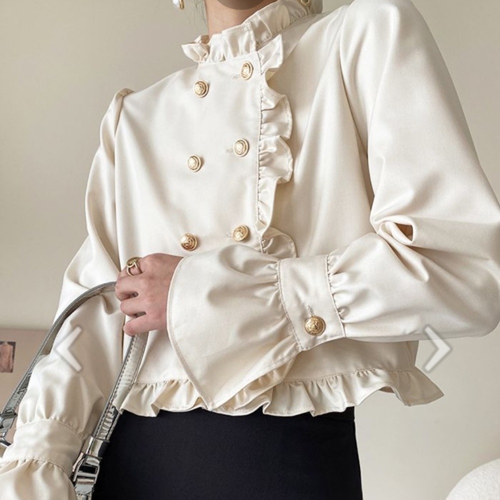 Chicwish Cream Ruffled Blouse - Picture 2 of 10